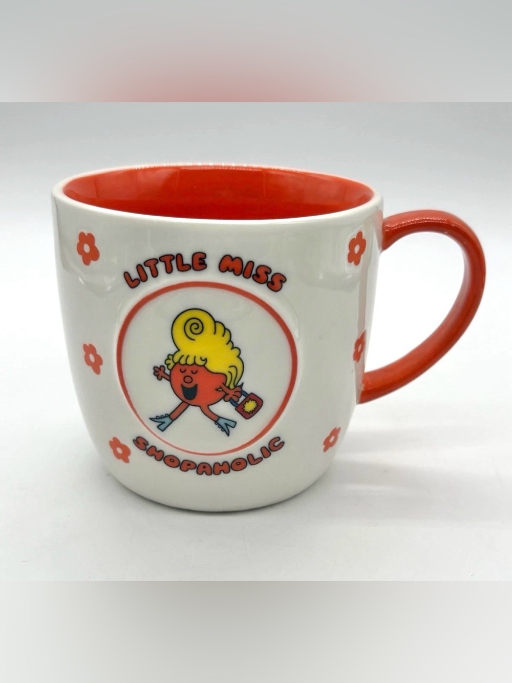 Magenta White Ceramic Mug with Orange Accents